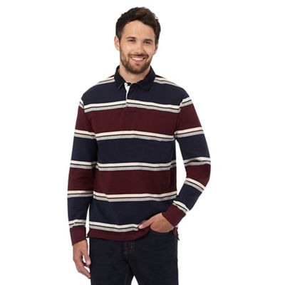 Maine New England Big and tall maroon striped rugby shirt